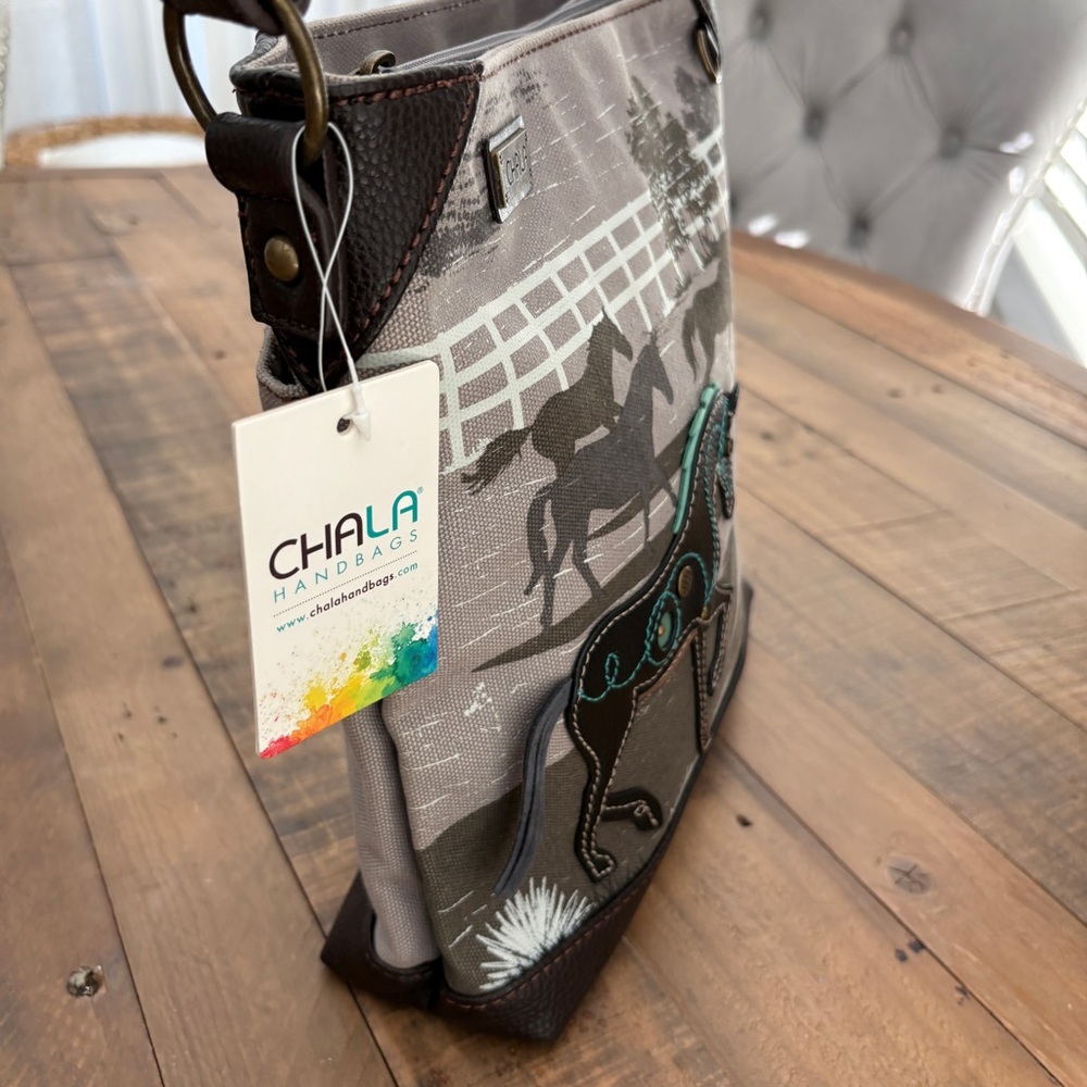 Chala Horse Design Crossbody Bag Derby Gray purse - Picture 5 of 16